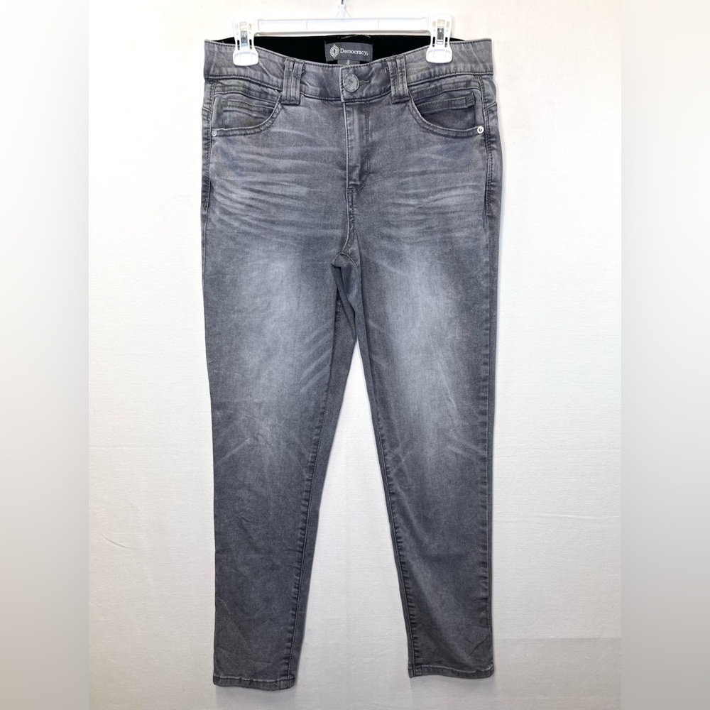 Democracy Ab Technology gray stone wash‎ jeans denim size 8 ankle, stretch slim